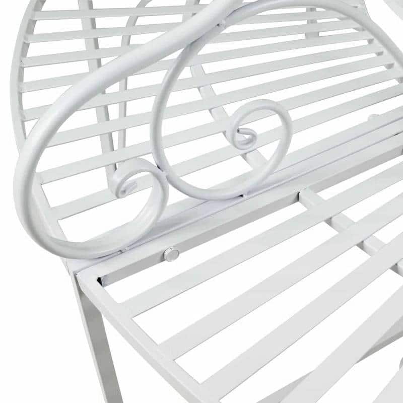 White Powder-Coated Aluminum Half-Circle Patio Garden Tree Bench - 34.25” D x 68.9” W x 93.98” H