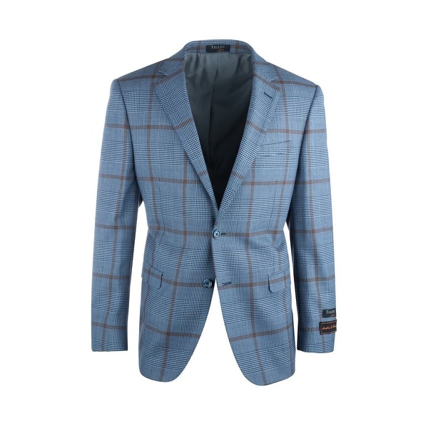Sangria Blue and Black Houndstooth with Brown Windowpane Pure Wool Jacket by Tiglio Luxe. Opens flyout.