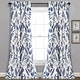 preview thumbnail 1 of 20, Porch & Den Mayview Room Darkening Window Curtain Panel Pair 84 Inches - White & Navy