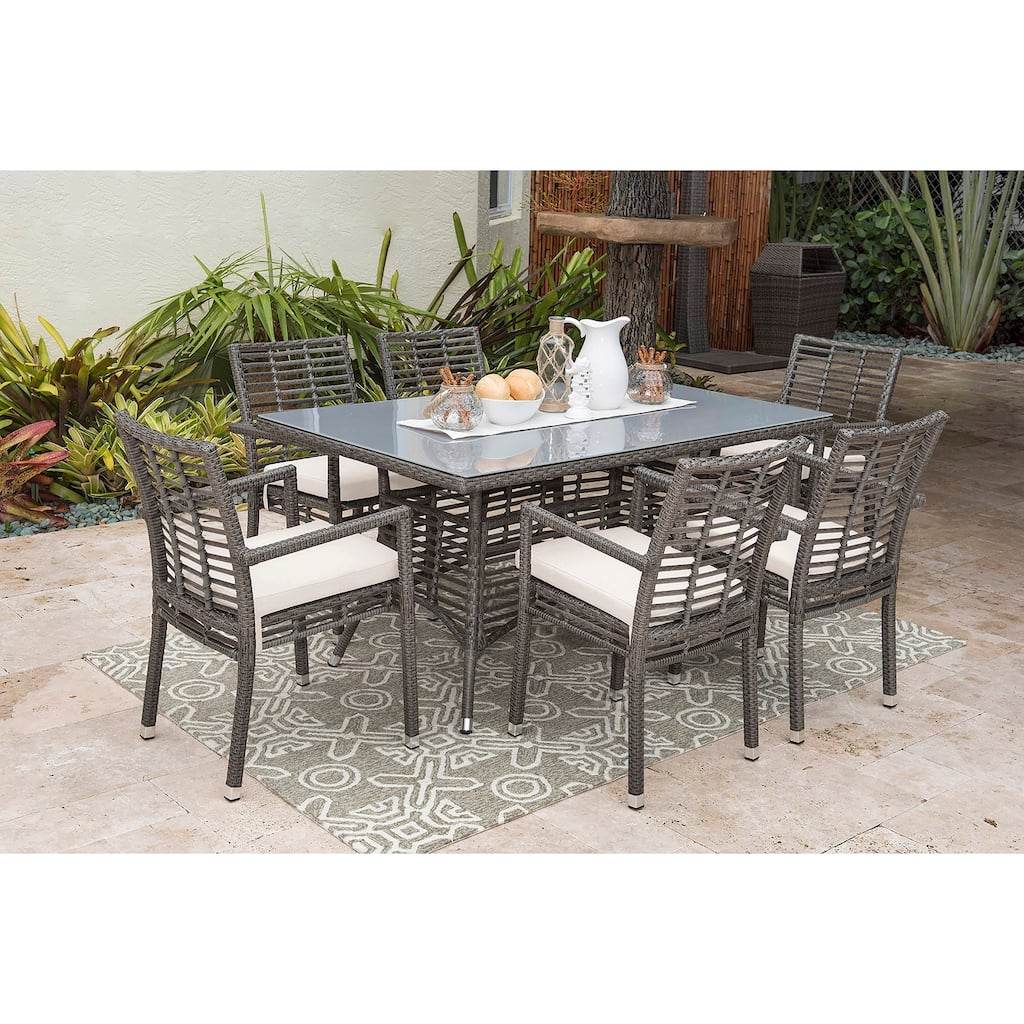 Panama Jack Graphite 7-Piece Armchair Dining Set with Cushions