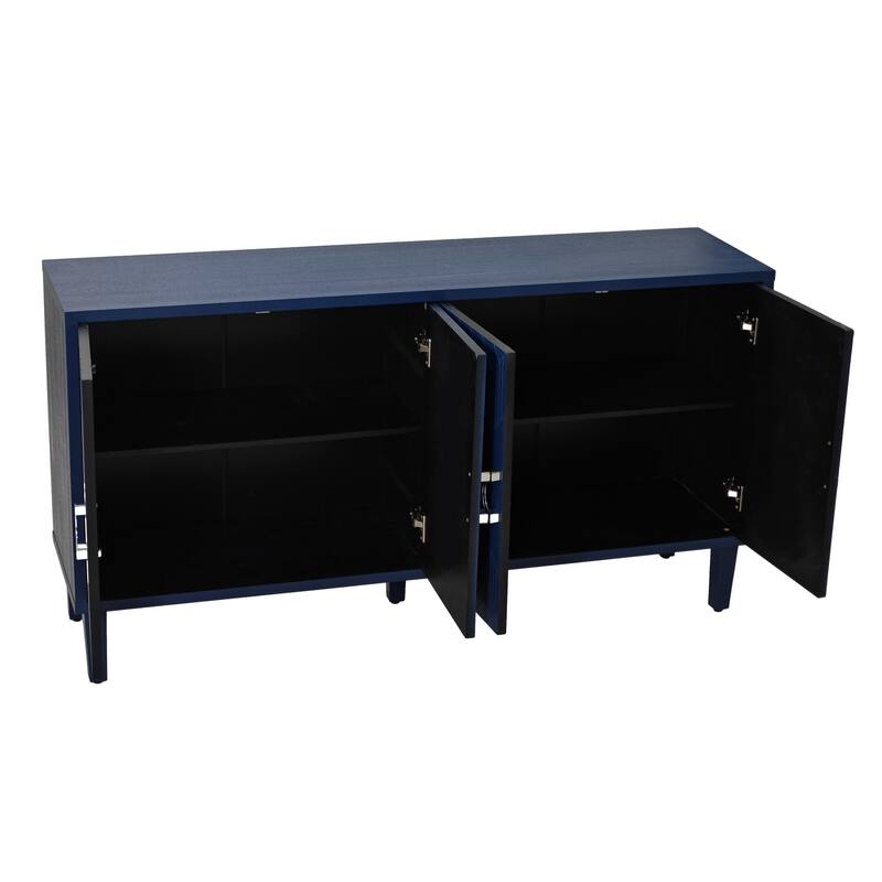 Unique Stylish 4-Door Storage Cabinet with Pine Legs Sideboard Buffets