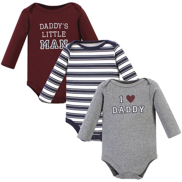 slide 1 of 1, Hudson Baby Infant Boy Cotton Long-Sleeve Bodysuits, Boy Daddy 3-Pack 0-3 Months - Boy Daddy 3-Pack