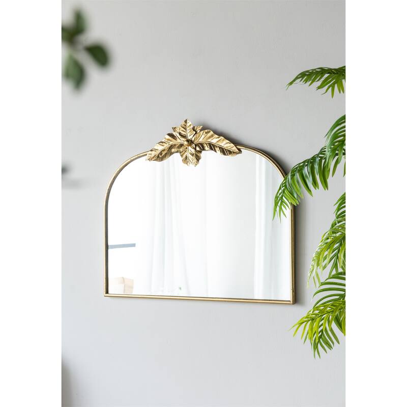 Gold Arched Mirror with Metal Frame