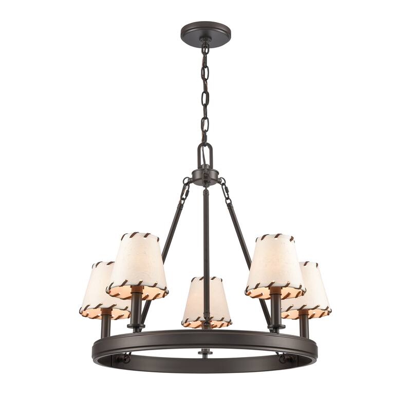 Elk Home Marion Oil Rubbed Bronze With Parchment Shade Chandelier