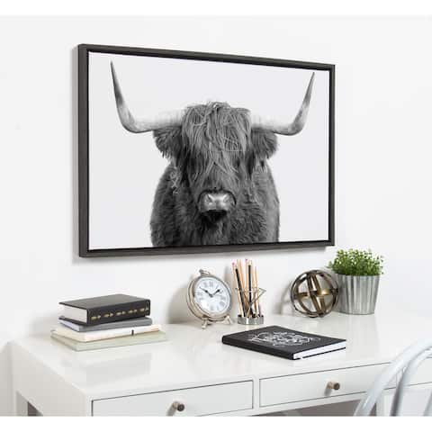 Kate and Laurel Sylvie Highland Cow Framed Canvas By Amy Peterson