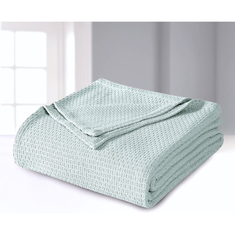 100 Percent Cotton Thermal Blanket - King - Pale Green