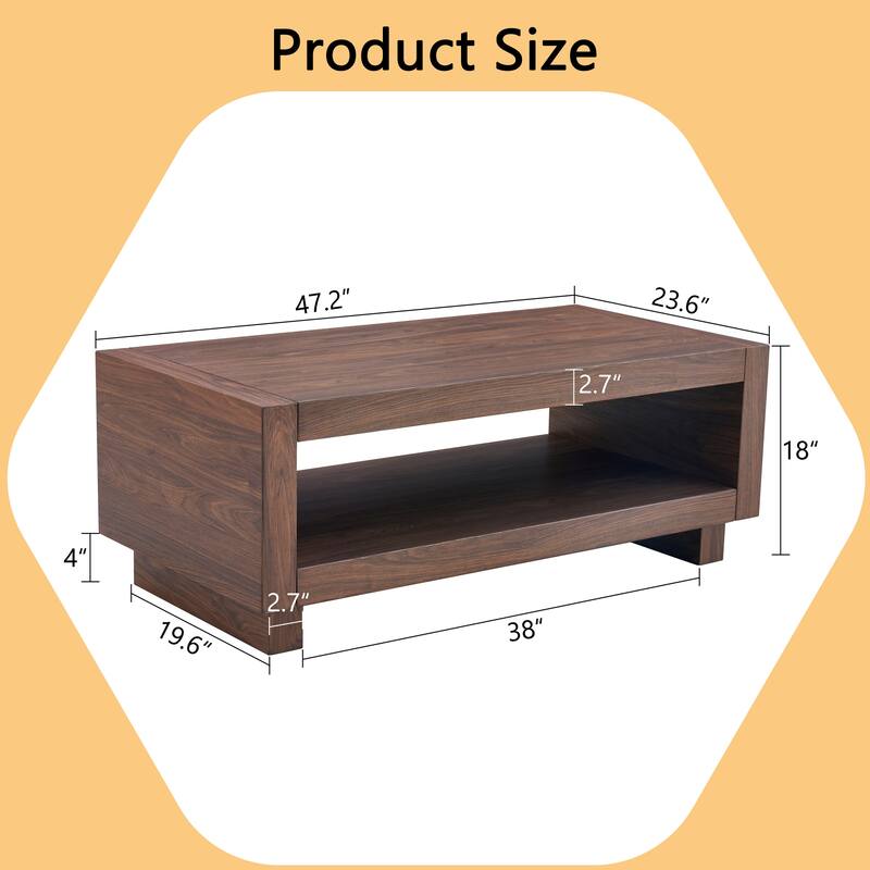 Modern Natural Wood-colored Rectangular Coffee Table for Living Room