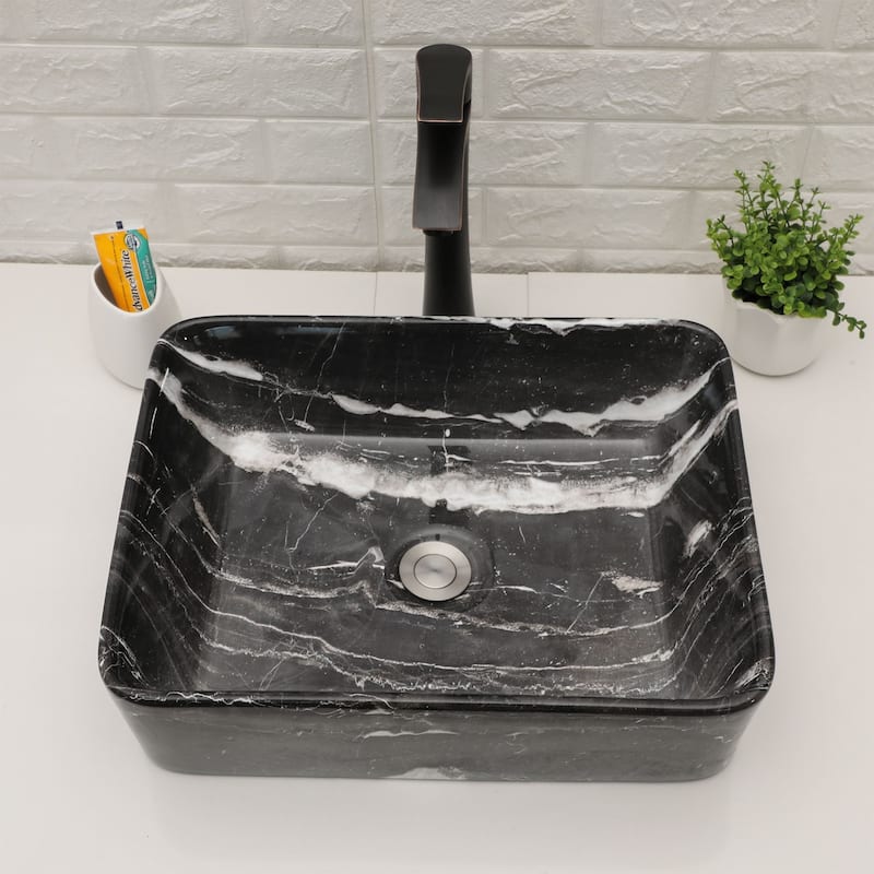 19"x15" Modern Marble Rectangle Vessel Bathroom Sink