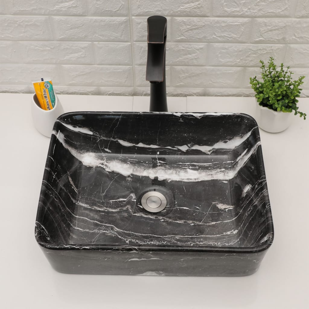 19"x15" Modern Marble Rectangle Vessel Bathroom Sink