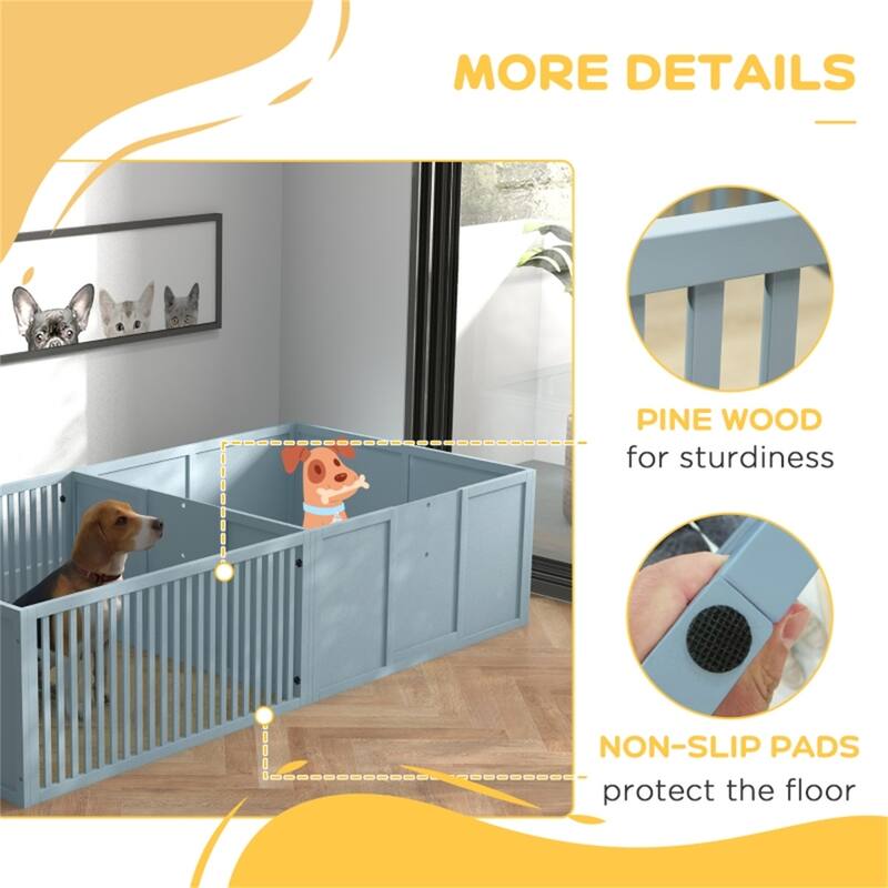 Durable Pinewood Dog House with Removable Panels - 81" L x 39.25" W x 19.75" H