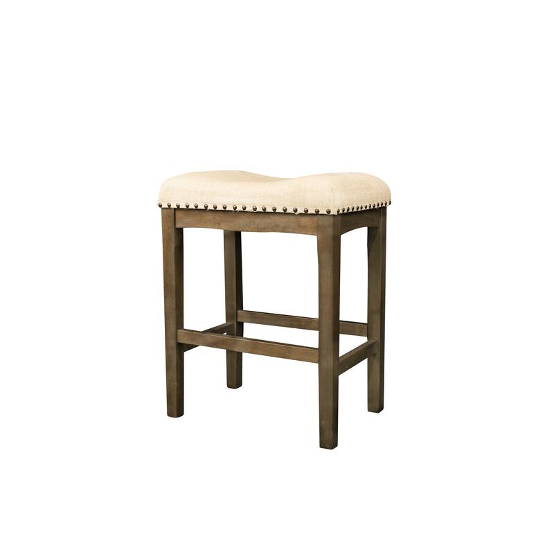 Azalea Park Counter Height Upholstered Wood Saddle Stool - 17.95 W x 12.2 D x 24 H"
