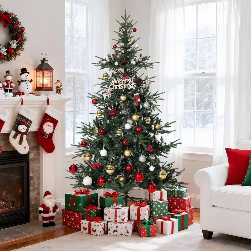 6ft Pre-Lit Artificial Christmas Tree with Lights for Home Decoration