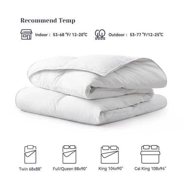 King Year-round & Lightweight White Goose Down Duvet Insert Comforter - King (104"x90") - Summer/Spring White