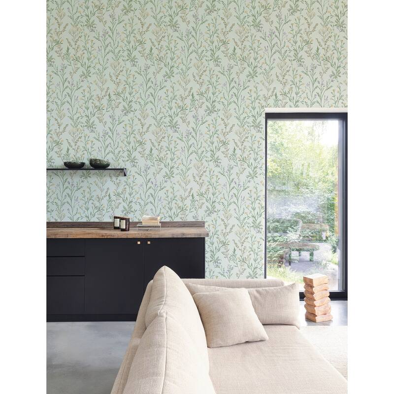Chesapeake Laverne Aquamarine Wildflowers Wallpaper