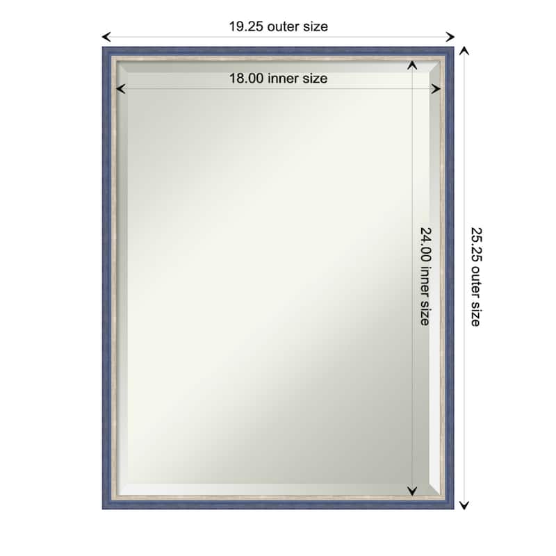 Theo Narrow Beveled Wood Framed Wall Mirror - Theo Blue Narrow - Glass Size 18x24