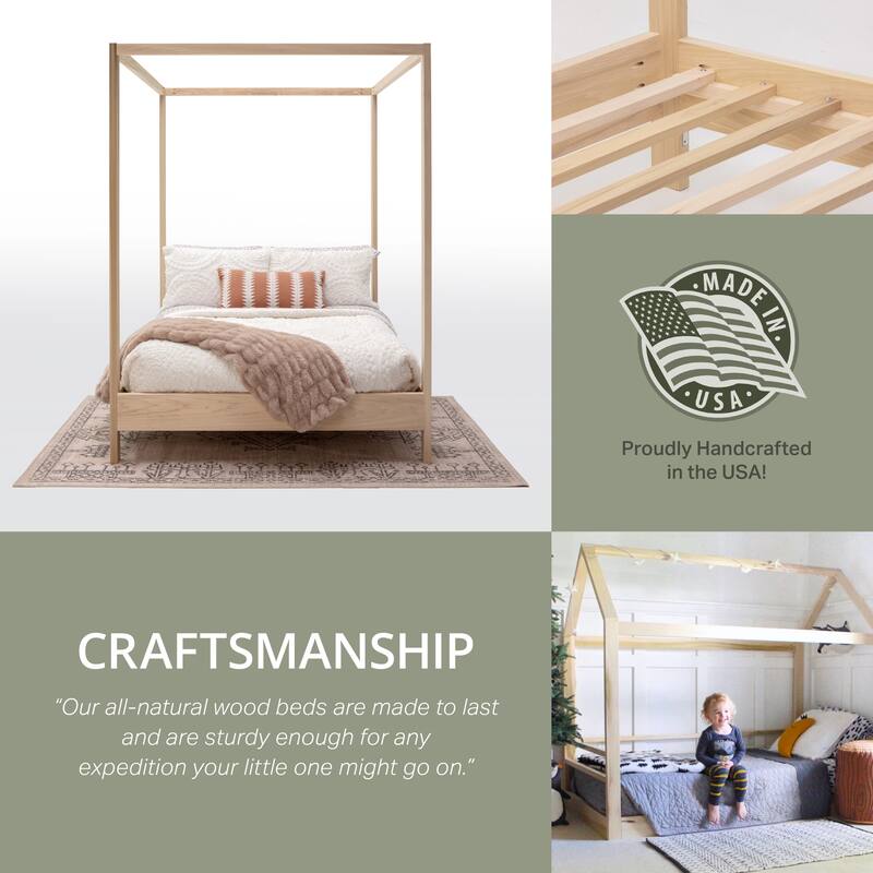 Full Size Bed - Gothic Glamour Canopy Platform Bed Frame - Solid Wood Bed