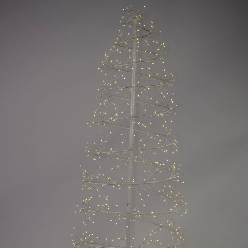 6.5' White Revolve Spiral Artificial Tree, LED Warm White Lights