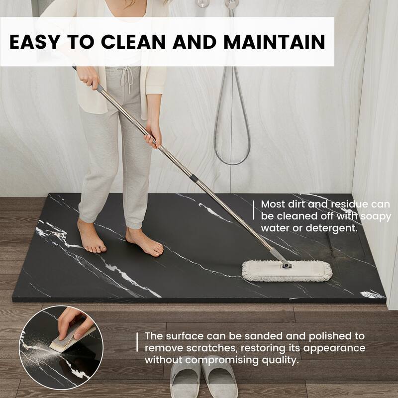 SMC Alcove Shower Pan Base with Reversible Drain, Low Profile, Wheelchair Access, Slip-Resistant, cUPC Certified