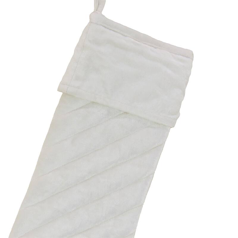 National Tree Company 19 in. HGTV Home Collection Quilted Velvet Stocking, Ivory - 10in