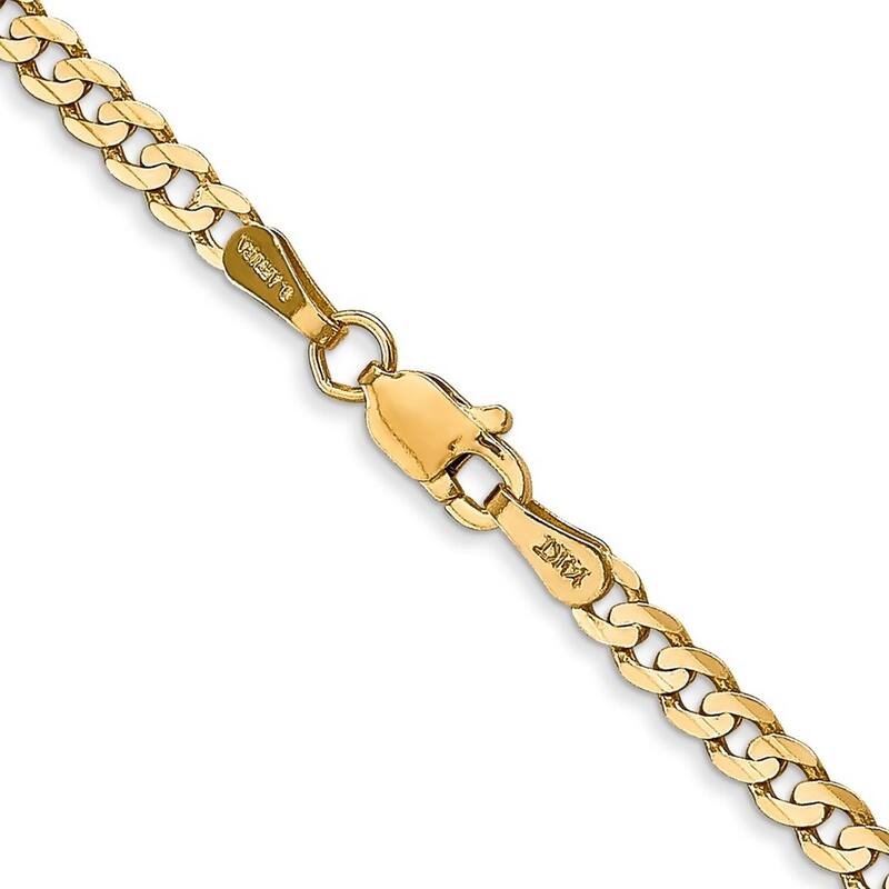 Curata 10k Yellow Gold 3mm Open Concave Curb Chain Bracelet Options: 7" 8" 9"