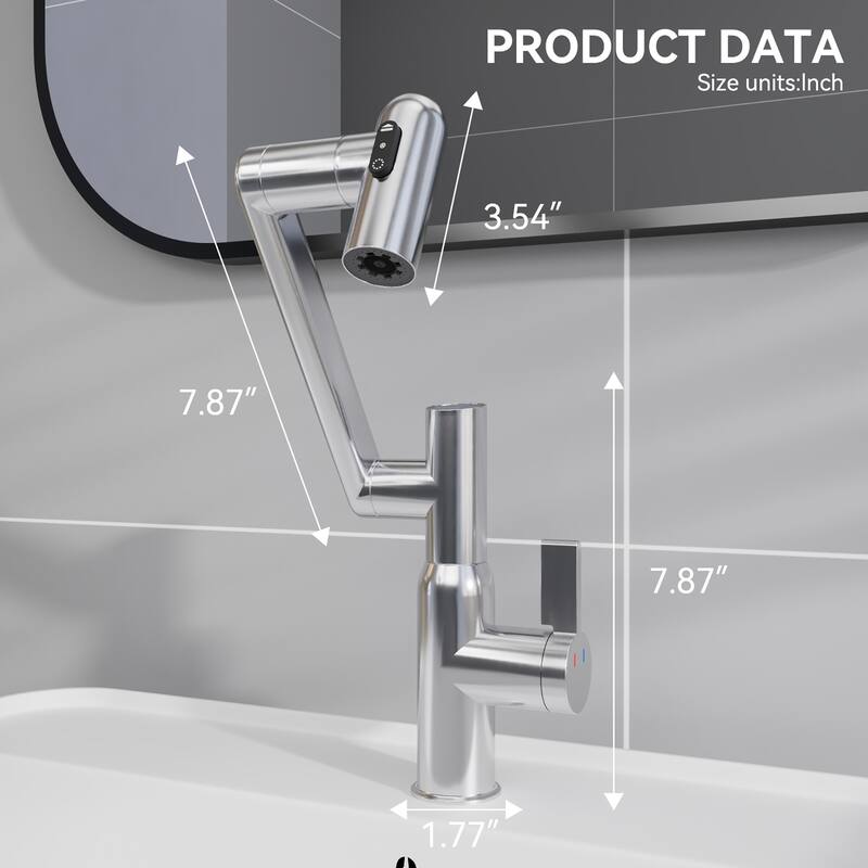 Topcraft Single Handle Bathroom Sink Faucet with 360° Swivel Faucet