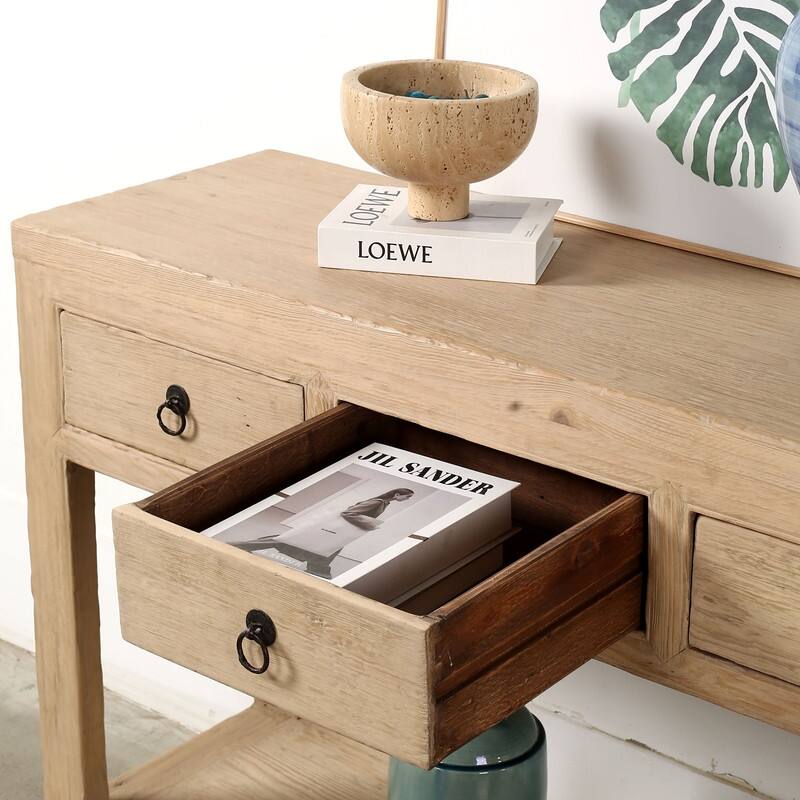 Capri 3 drawers sideboard weathered natural pinewood 51 inches