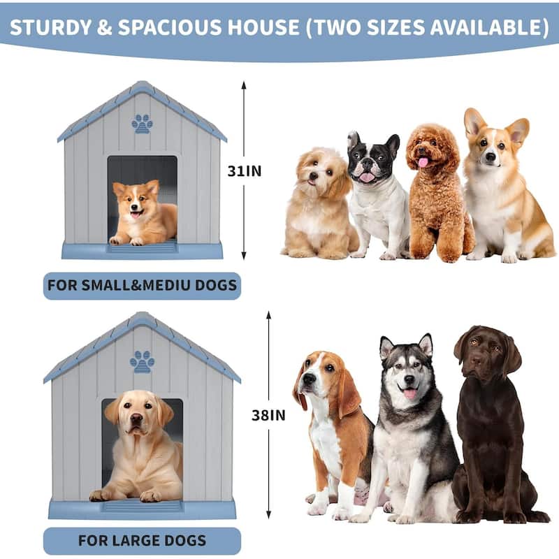 Durable Waterproof Plastic Dog House for Small to Large Sized Dogs