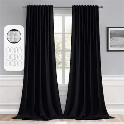 Black Blackout Curtains 92" Floor to Ceiling