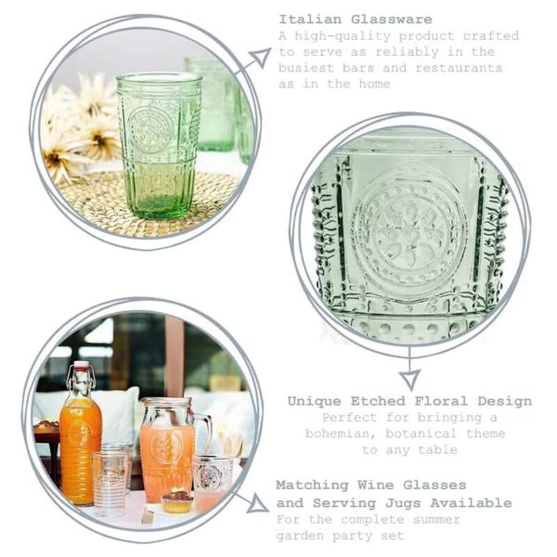 Bormioli Rocco Set of 6 Romantic Cooler Drinking Glasses - 16 oz.