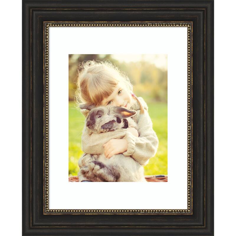 Accent Bronze Narrow Framed Picture Frame, Photo Frame - 11x14 Matted White 8x10