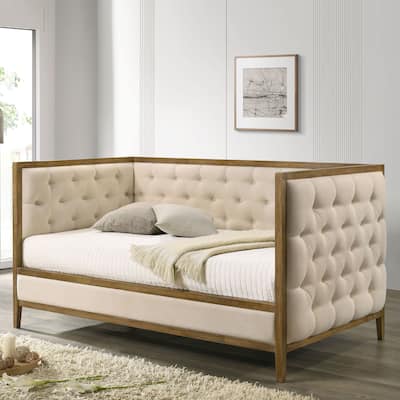 Furniture of America Kelda Modern Natural Oak Wood Twin Daybed