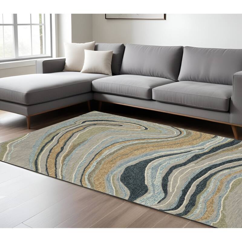 HomeRootsAbstract Modern Rectangle Area Rug - 155.91' X '119.69' X '0.39