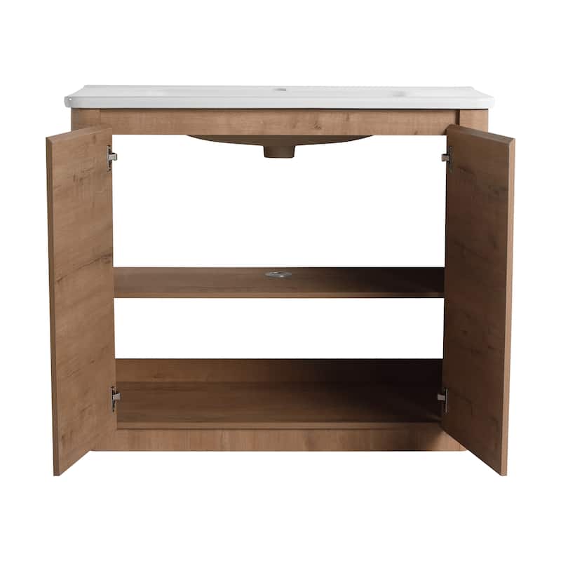 Malwee 36"/40"/48"/52"/60"/64"/84"/92" Bathroom Vanity with Sink, FreeStanding Bathroom Vanity with Door and Adjustable Shelf