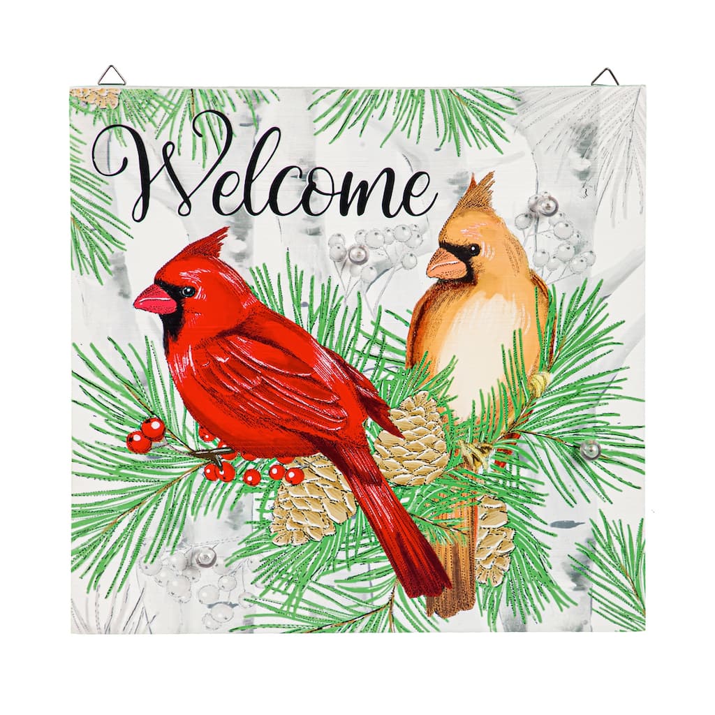 Winter Cardinal Couple 55 in. Solar Sign-Sational Greeter with Stake