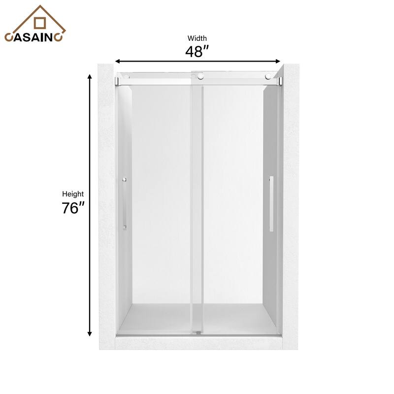 CASAINC 48 or 60 in. W x 76 in. H Double Sliding Frameless Shower Door