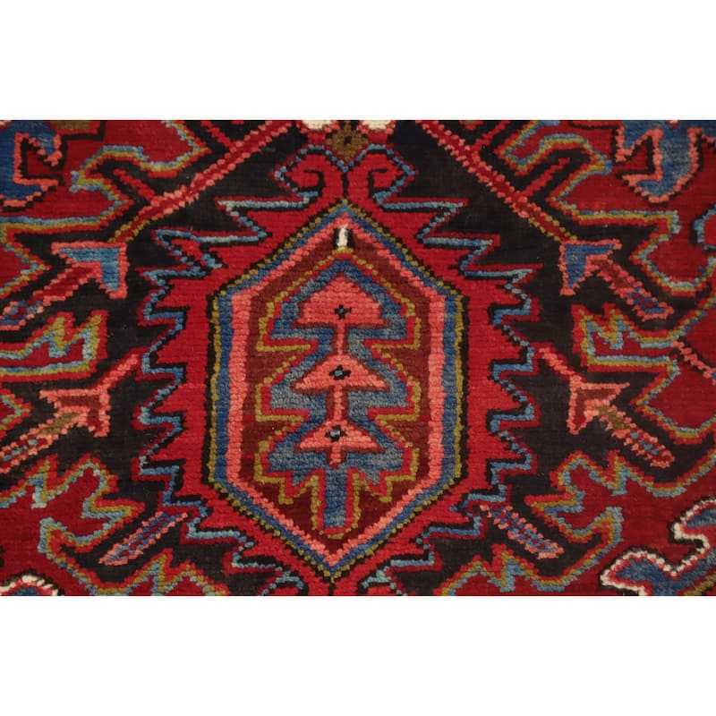 Hand Knotted Oriental 100% Wool Carpet Traditional Medallion Red Heriz Area Rug - 11' 0'' X 8' 8''