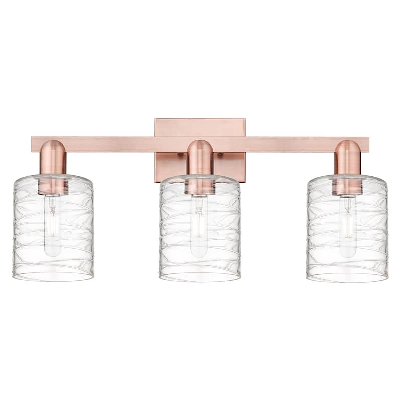 Innovations Lighting 716-3W-11-24 Cobbleskill Vanity Cobbleskill 3 - Antique Copper / Deco Swirl
