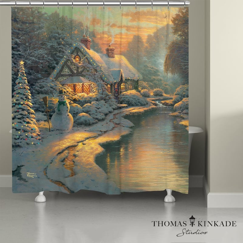 Thomas Kinkade Christmas Evening Shower Curtain by Laural Home