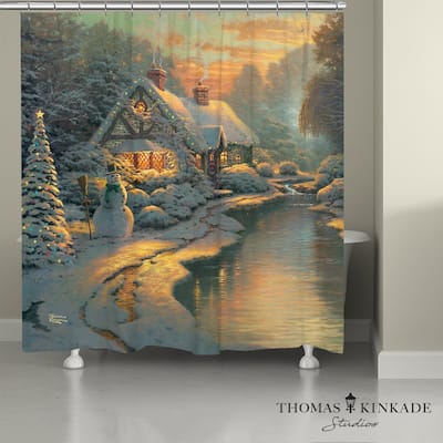 Thomas Kinkade Christmas Evening Shower Curtain by Laural Home
