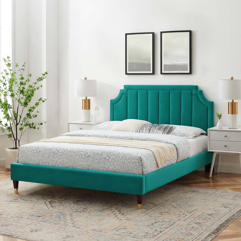 Sienna Performance Velvet Queen Platform Bed