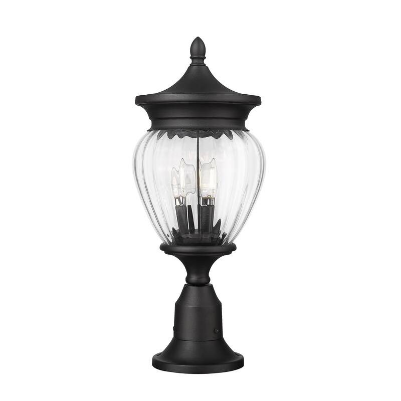 Davina 3 Light Outdoor Pier Mounted Fixture in Black