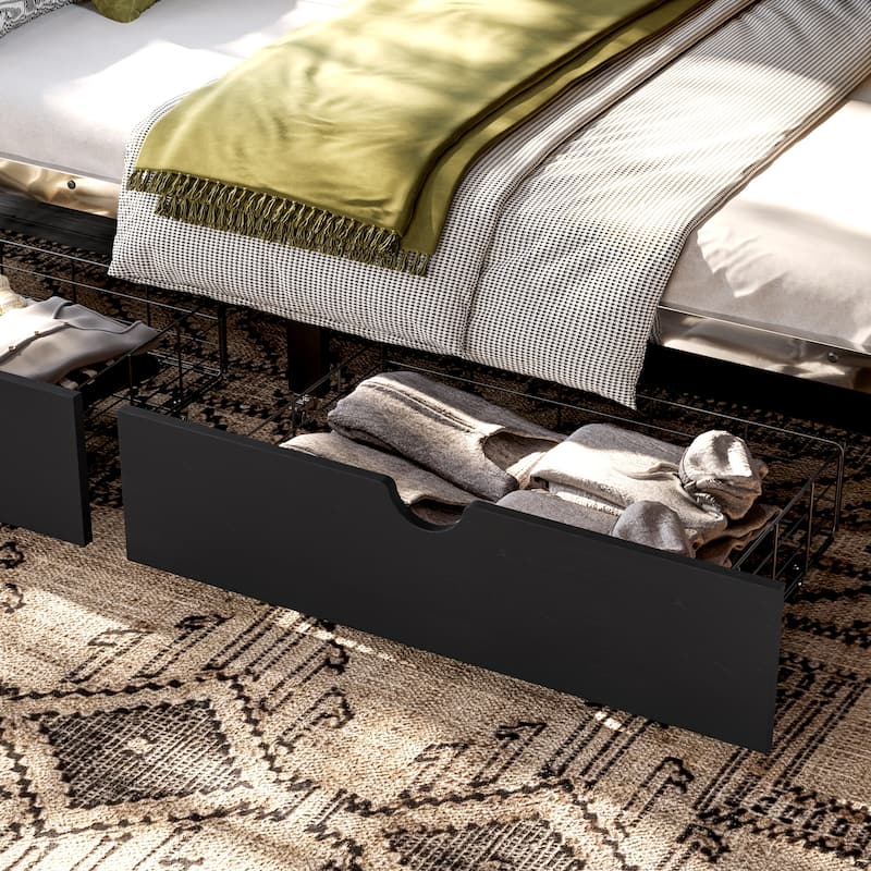 Twin over Twin Bunk Bed with Storage Shelves and Drawers, Multifunctional Metal Bunk Beds with USB Ports and LED Lights