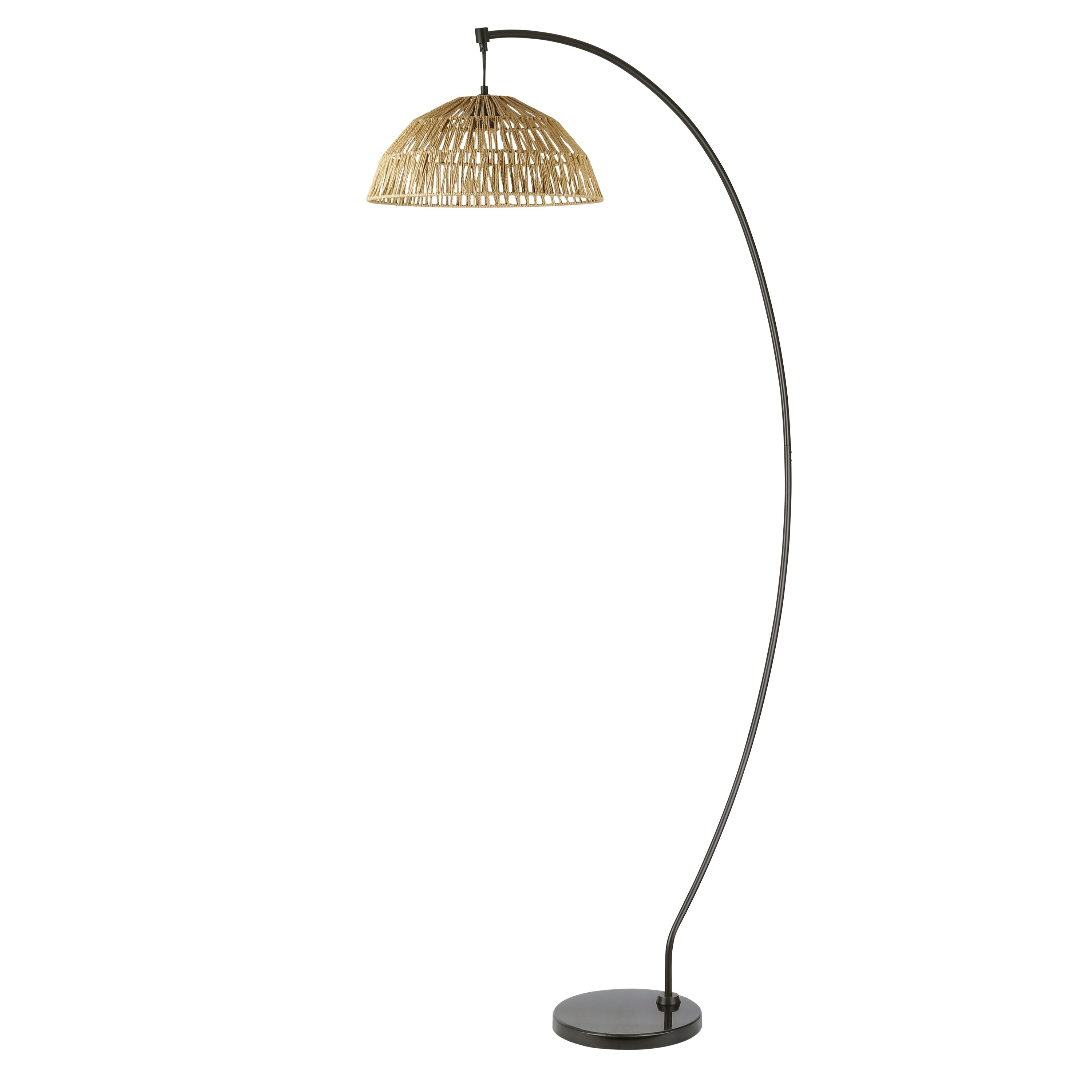 Raina River of Goods Black Metal and Natural Rattan Boho 77 Inch