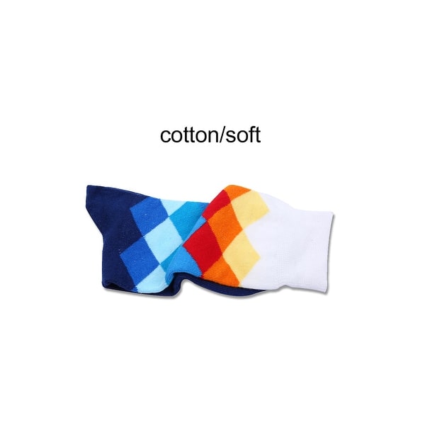 Mens And Boys Colourful Argyle Dress Socks Rainbow Color Funky Navy White 6 Pairs Overstock 25714772