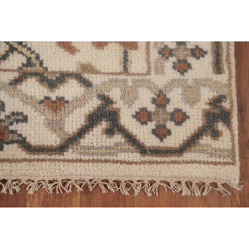 Oushak Runner Rug Hand-Knotted Wool Carpet - 2'7"x 9'11"