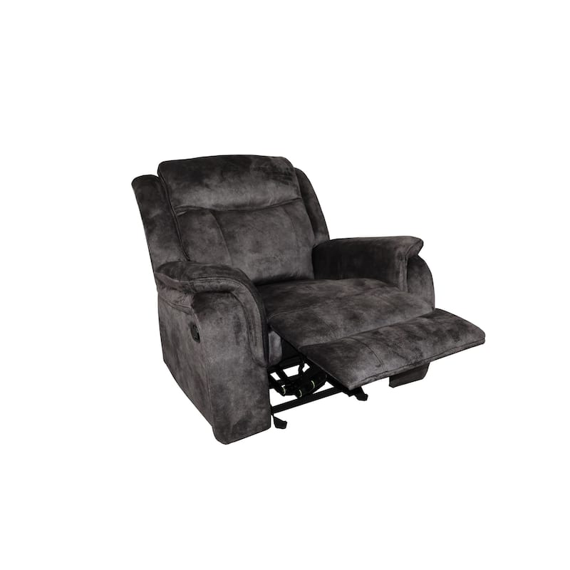 Harbor 39 Inch Manual Recliner Chair, Pocket Coils, Gray Faux Suede Velvet