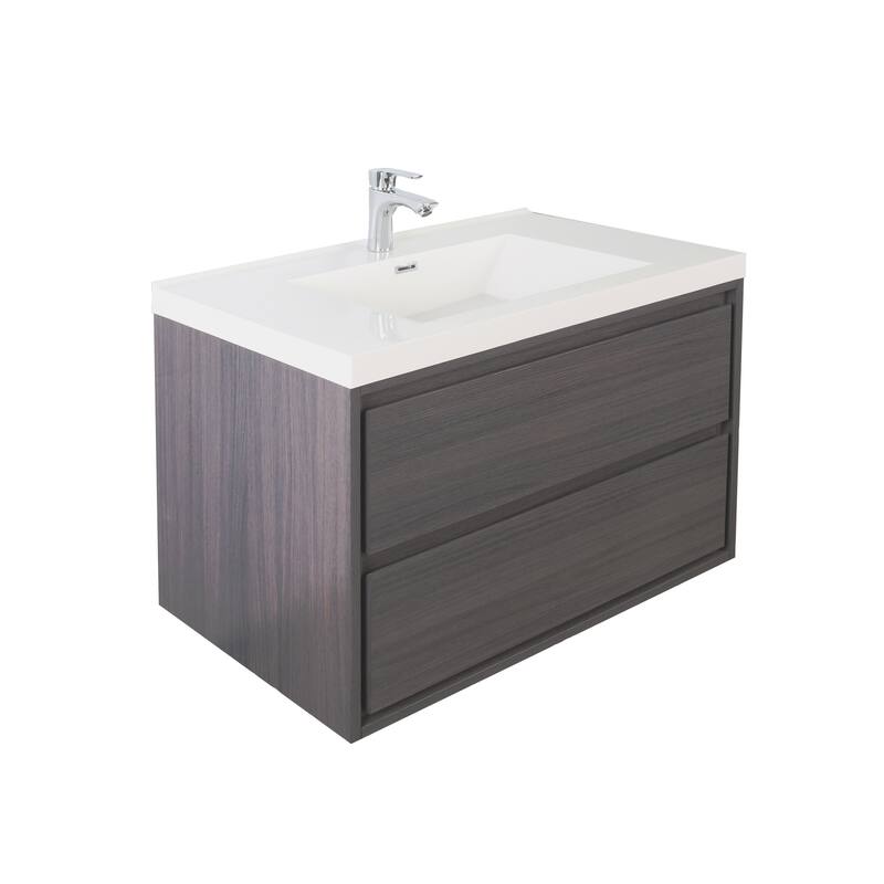 Sage 36" wall mounted bathroom vanity with single basin acrylic top