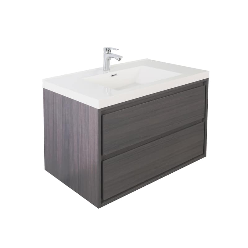 Sage 42" wall mounted bathroom vanity with single basin acrylic top