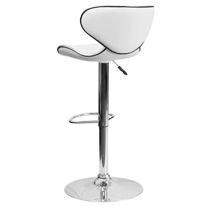 Contemporary Cozy Mid-back Vinyl Height-adjustable Chrome Barstool - 16"W x 17.5"D x 34.5" - 43"H