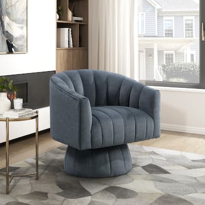 Velvet Swivel Barrel Chair, Round Upholstered Sofa Chair, Lounge Armchair with Barrel Back for Living Room, Bedroom
